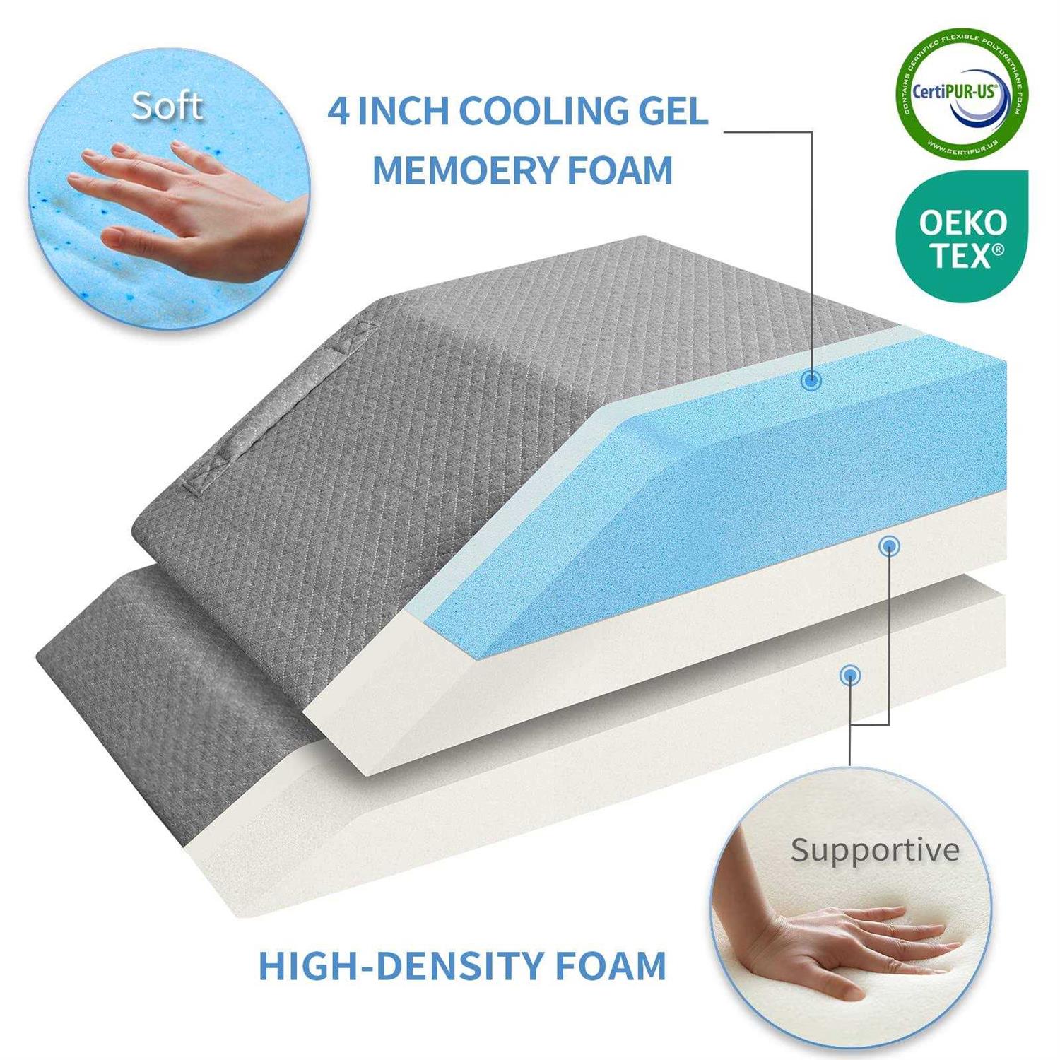 KingPavonini Adjustable Leg Elevation Pillows for Swelling Cooling Gel Memory Foam Wedge Pillows for After Surgery - Image 4