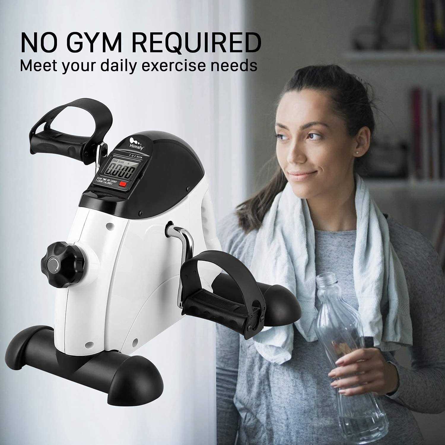 Mini Exercise Bike himaly Under Desk Bike Pedal Exerciser Portable Foot Cycle Arm & Leg Peddler Machine with LCD Screen Displays - Image 3