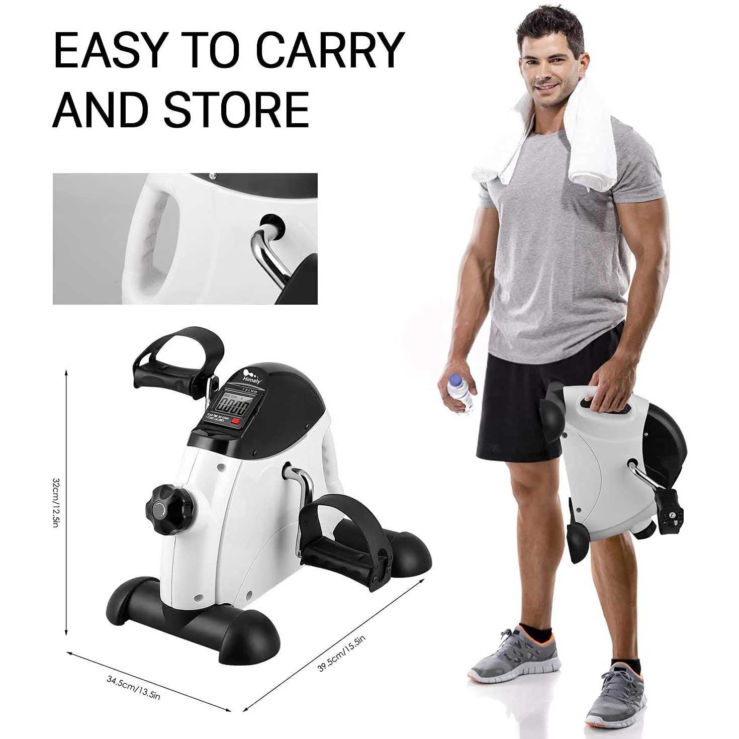 Mini Exercise Bike himaly Under Desk Bike Pedal Exerciser Portable Foot Cycle Arm & Leg Peddler Machine with LCD Screen Displays - Image 5