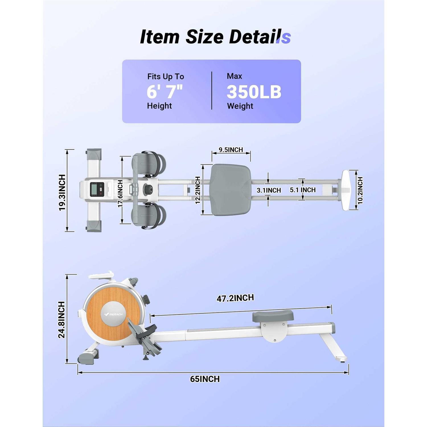 Merach Rowing Machine Magnetic Rower Machine for Home 16 Levels of Quiet Resistance - Image 4