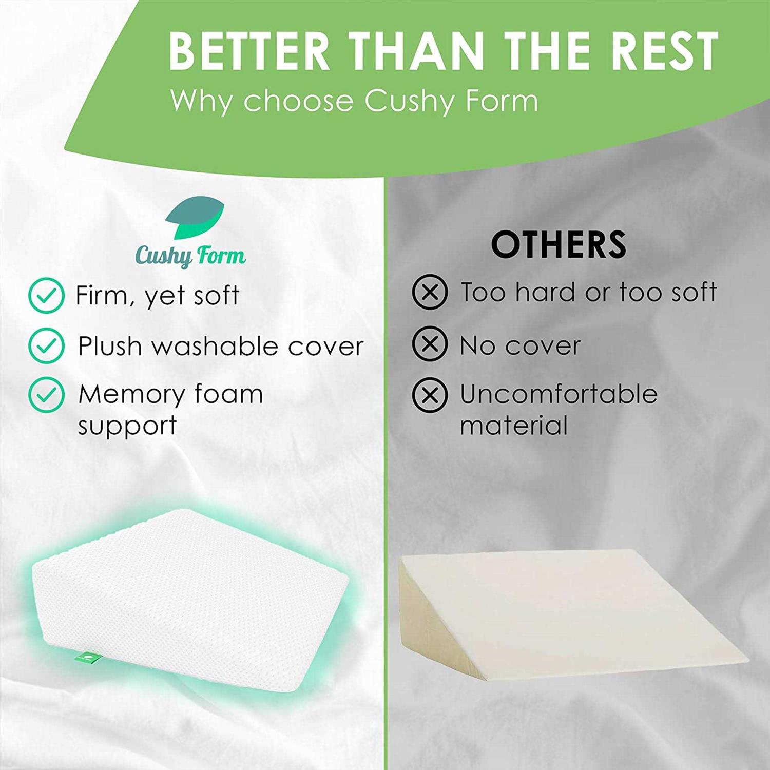 Cushy Form Bed Wedge Pillow for Sleeping Memory Foam - Image 4