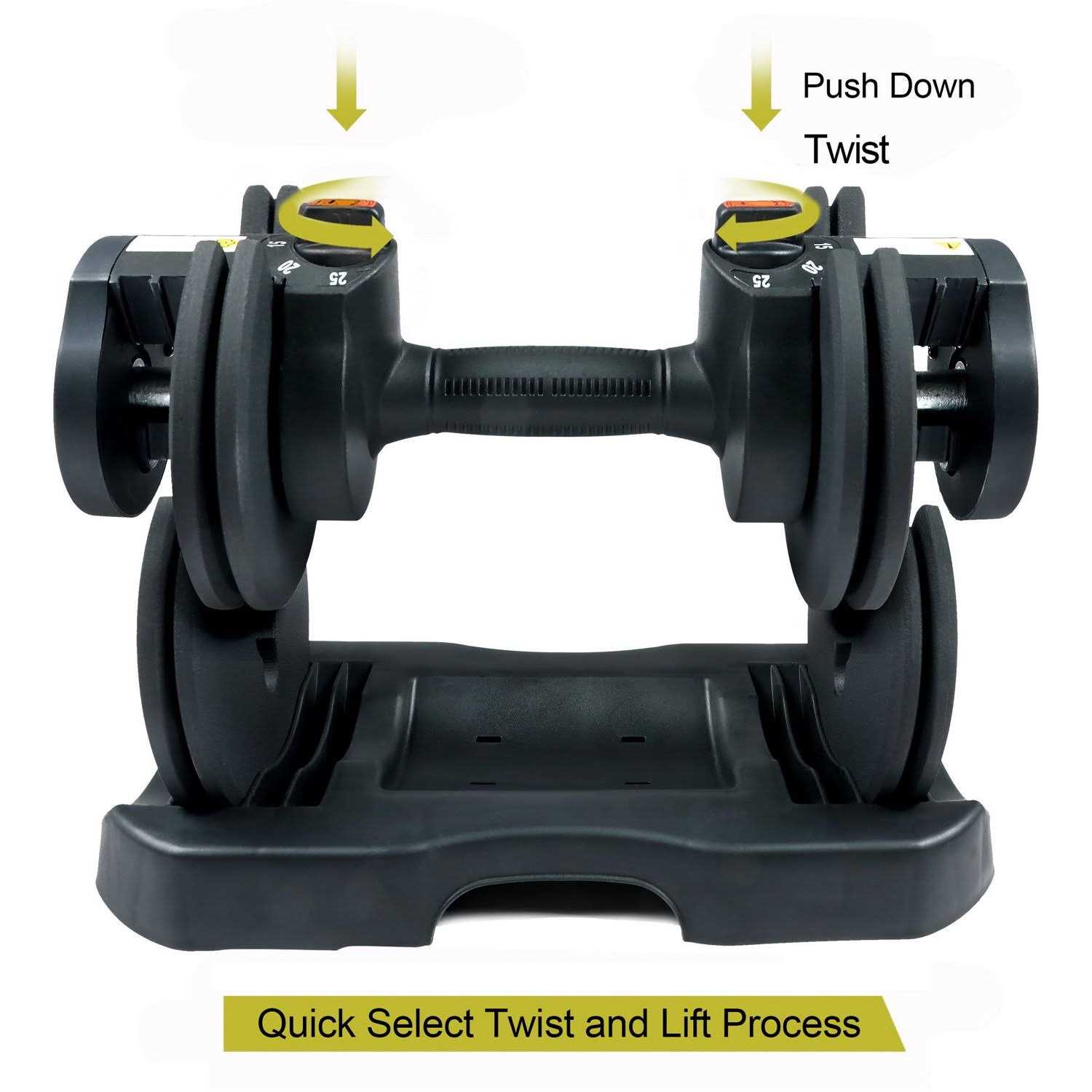 PRCTZ 5-25lb Quick Select Adjustable Dumbbell Pair with Stand - Image 3