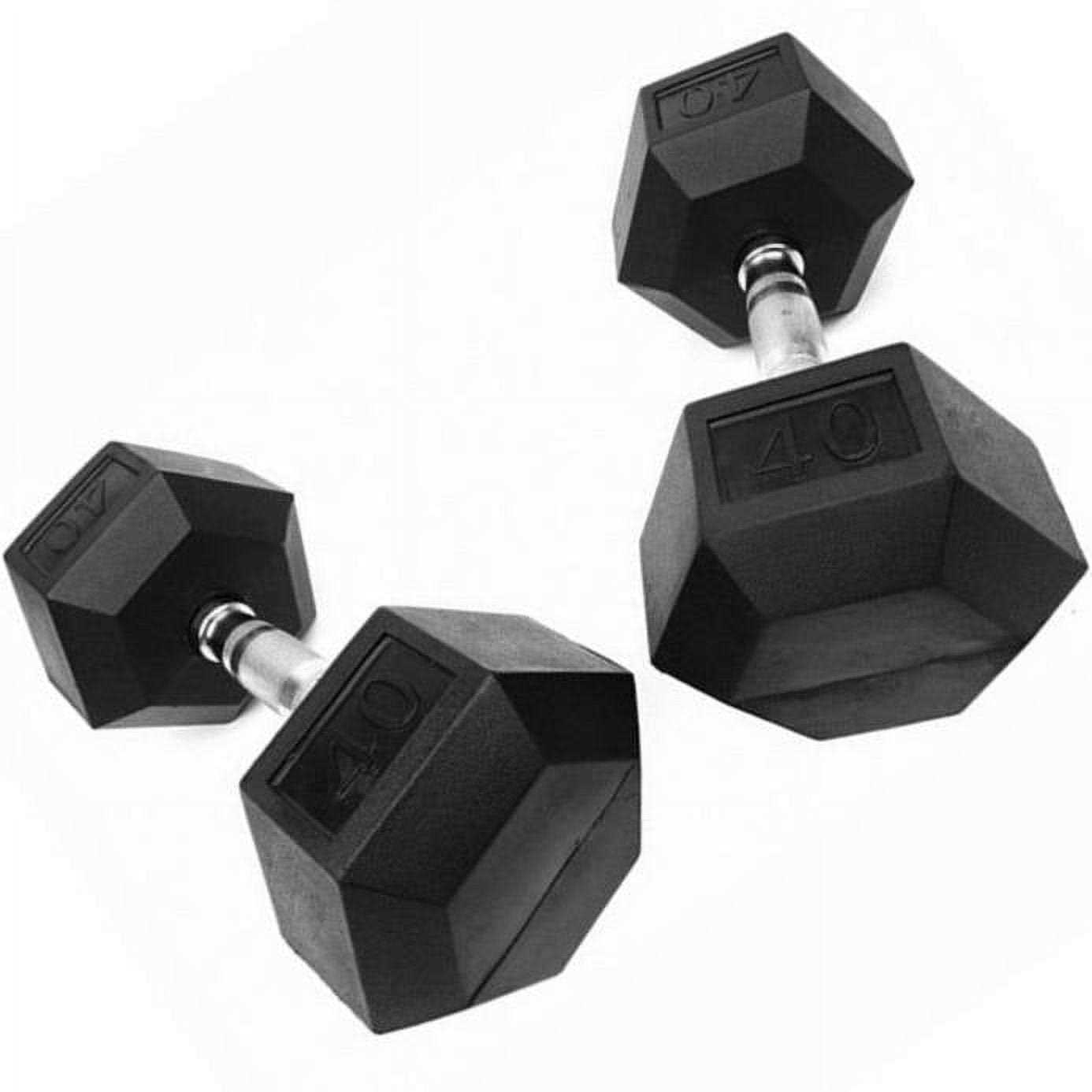French Fitness Rubber Coated Hex Dumbbell - Image 5