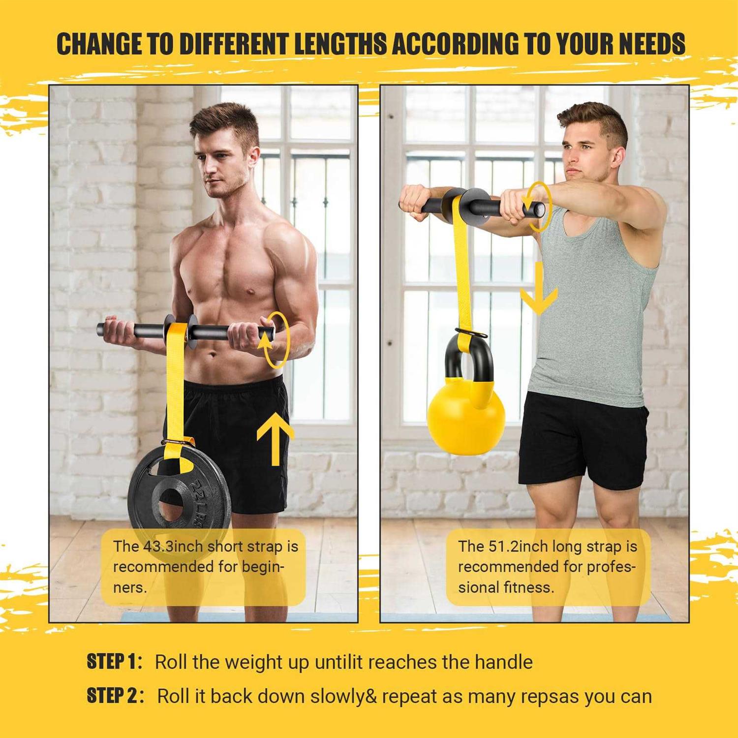 Forearm Strengthener and Wrist Roller, 43.3 In Or 51.2 In Ultra-strong Nylon Webbing Wrist & Forearm Blaster with Quick Locking Mechanism - Image 3