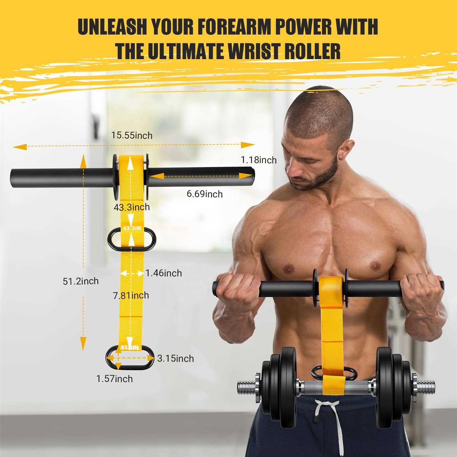 Forearm Strengthener and Wrist Roller, 43.3 In Or 51.2 In Ultra-strong Nylon Webbing Wrist & Forearm Blaster with Quick Locking Mechanism - Image 4