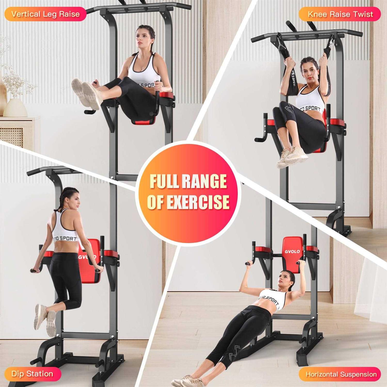 GVOLO Power Tower Dip Station Pull Up Bar Exercise for Home Gym Height Adjustable Multi-Function Power Tower with Backrest Strength Training Fitness - Image 5