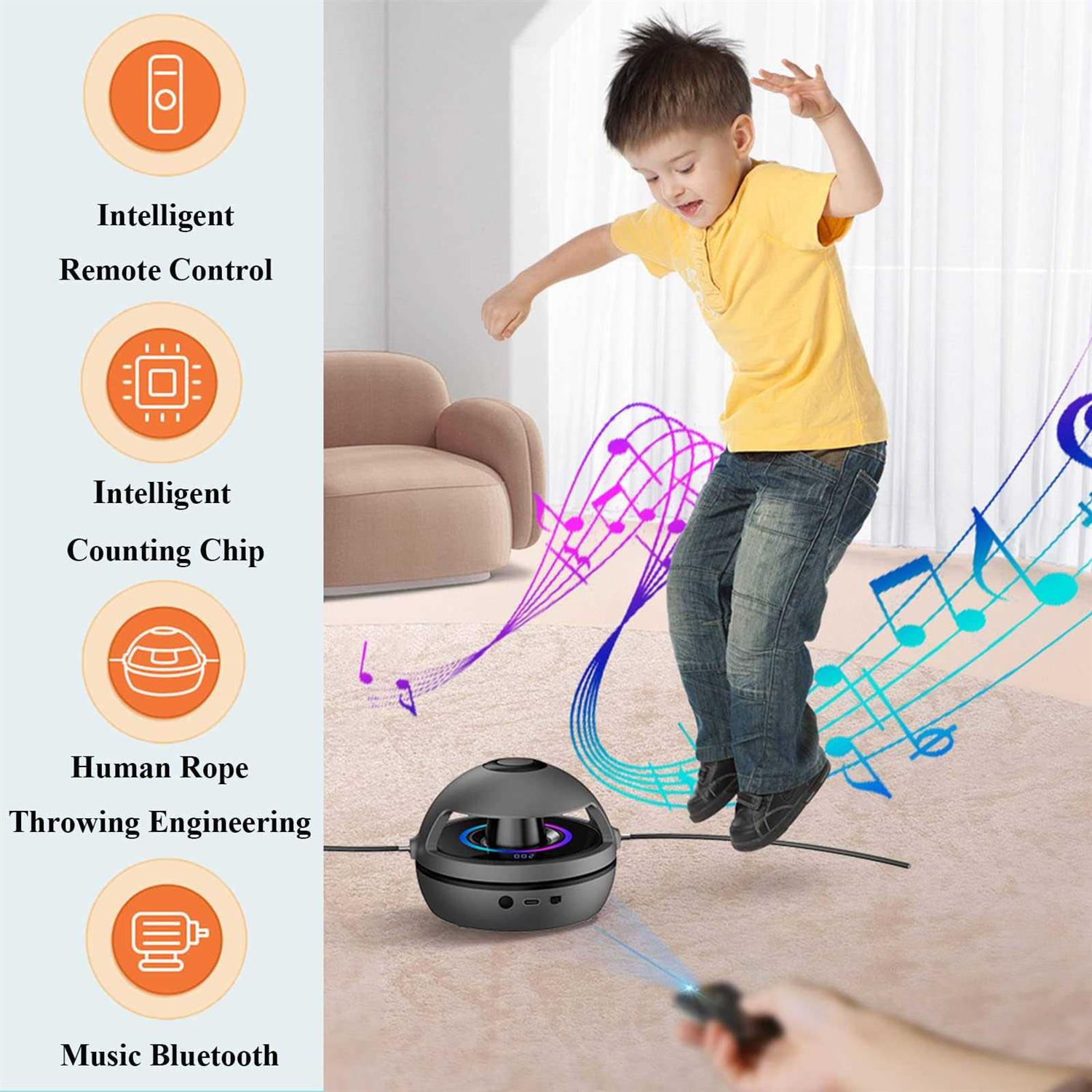 Electronic Fitness Jump Rope Portable Motorized Rope Skipping Hopper Game No-Rope Design - Image 4