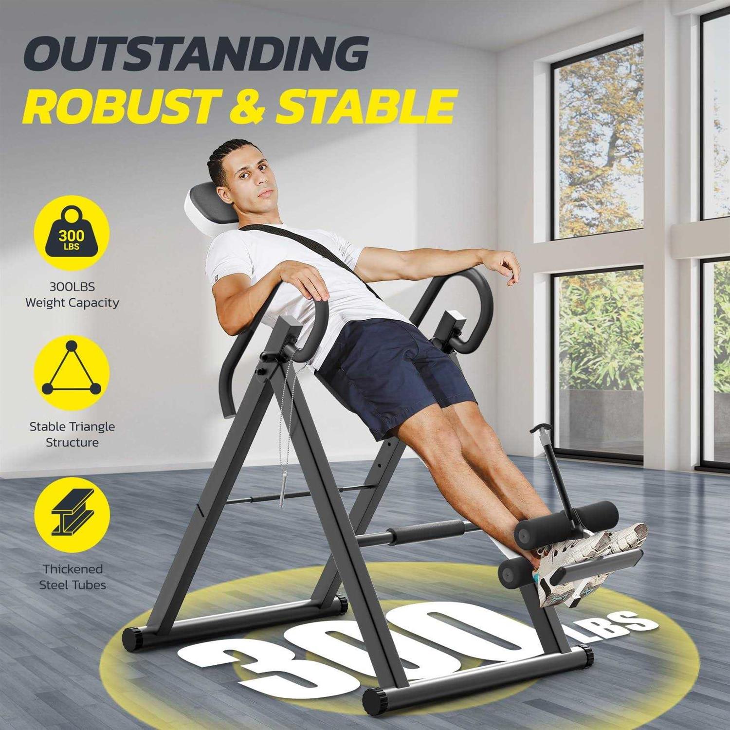 Heavy Duty Inversion Table,300 Lbs Capacity with Adjustable Protective Belt,0-85Foldable Save 70% Space Inversion Table for Back Pain Relief - Image 4