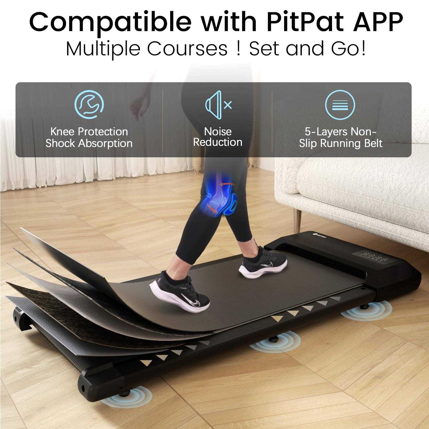 DeerRun Walking Pad 2 in 1 Under Desk Treadmill 2.5HP Low Noise Walking Pad Running Jogging Machine with Remote Control for Home Office - Image 4