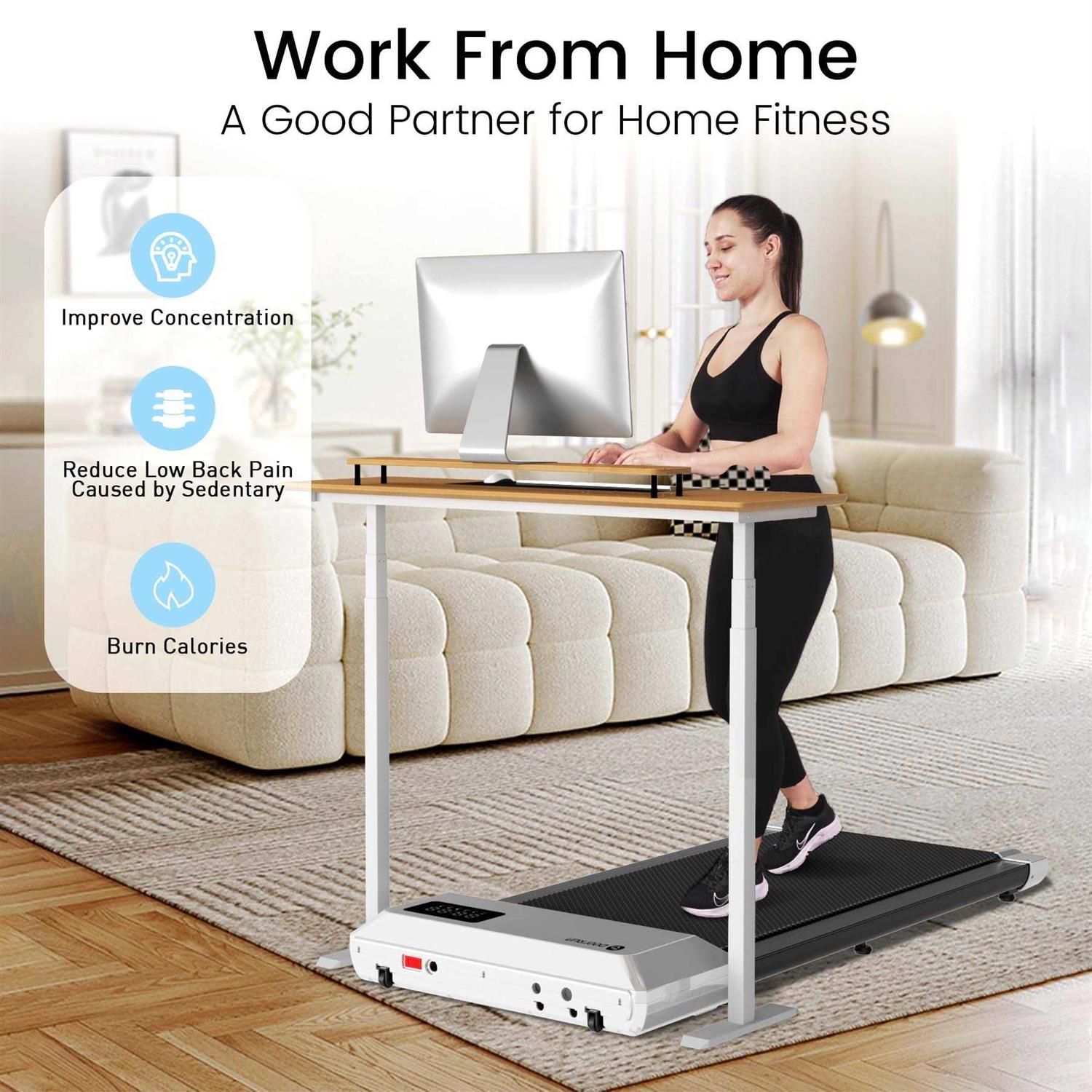DeerRun Walking Pad 2 in 1 Under Desk Treadmill 2.5HP Low Noise Walking Pad Running Jogging Machine with Remote Control for Home Office - Image 5