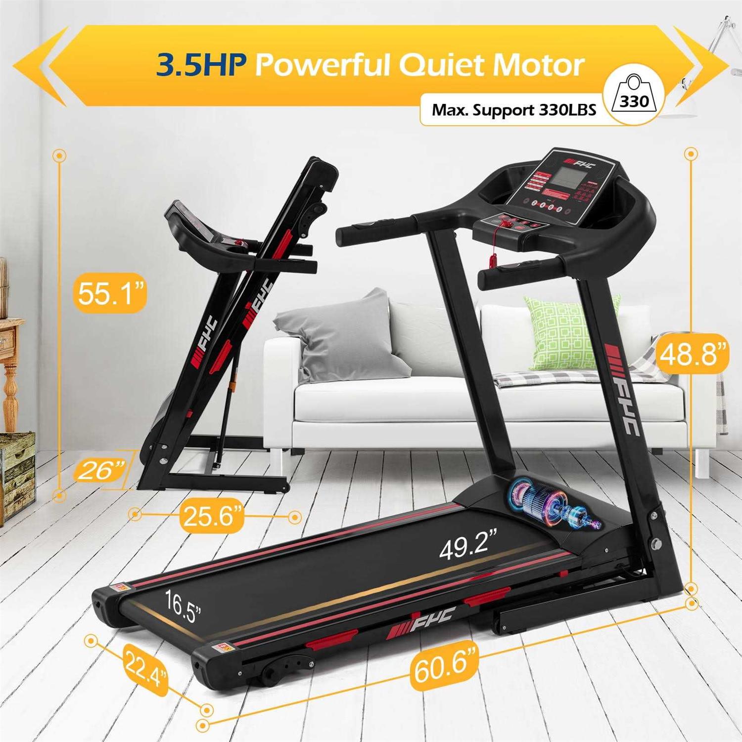 Fyc 3.5hp 330LBS Weight Capacity Folding Treadmills with Auto Incline Foldable Electric Treadmill Running Machine Bluetooth APP Heart Rate Sensor - Image 3