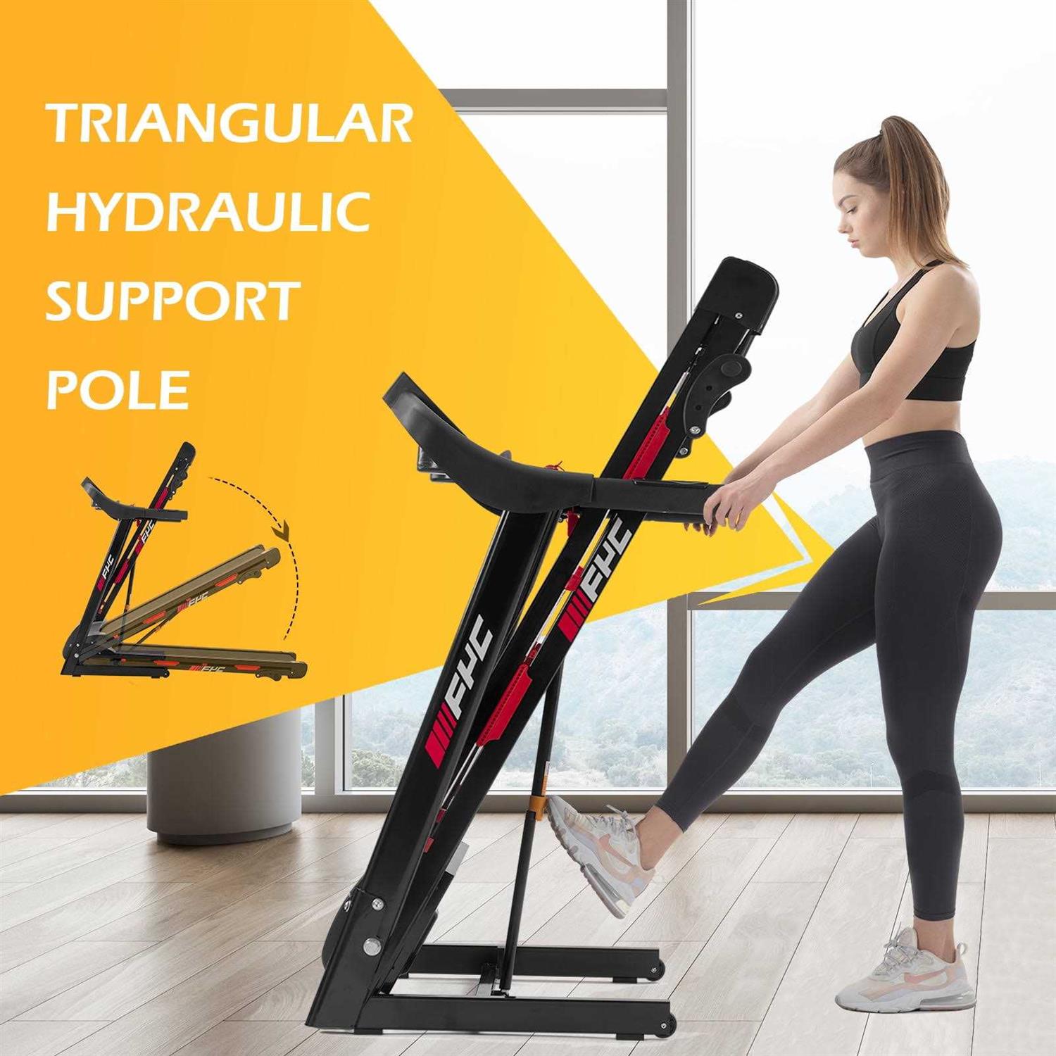 Fyc 3.5hp 330LBS Weight Capacity Folding Treadmills with Auto Incline Foldable Electric Treadmill Running Machine Bluetooth APP Heart Rate Sensor - Image 4