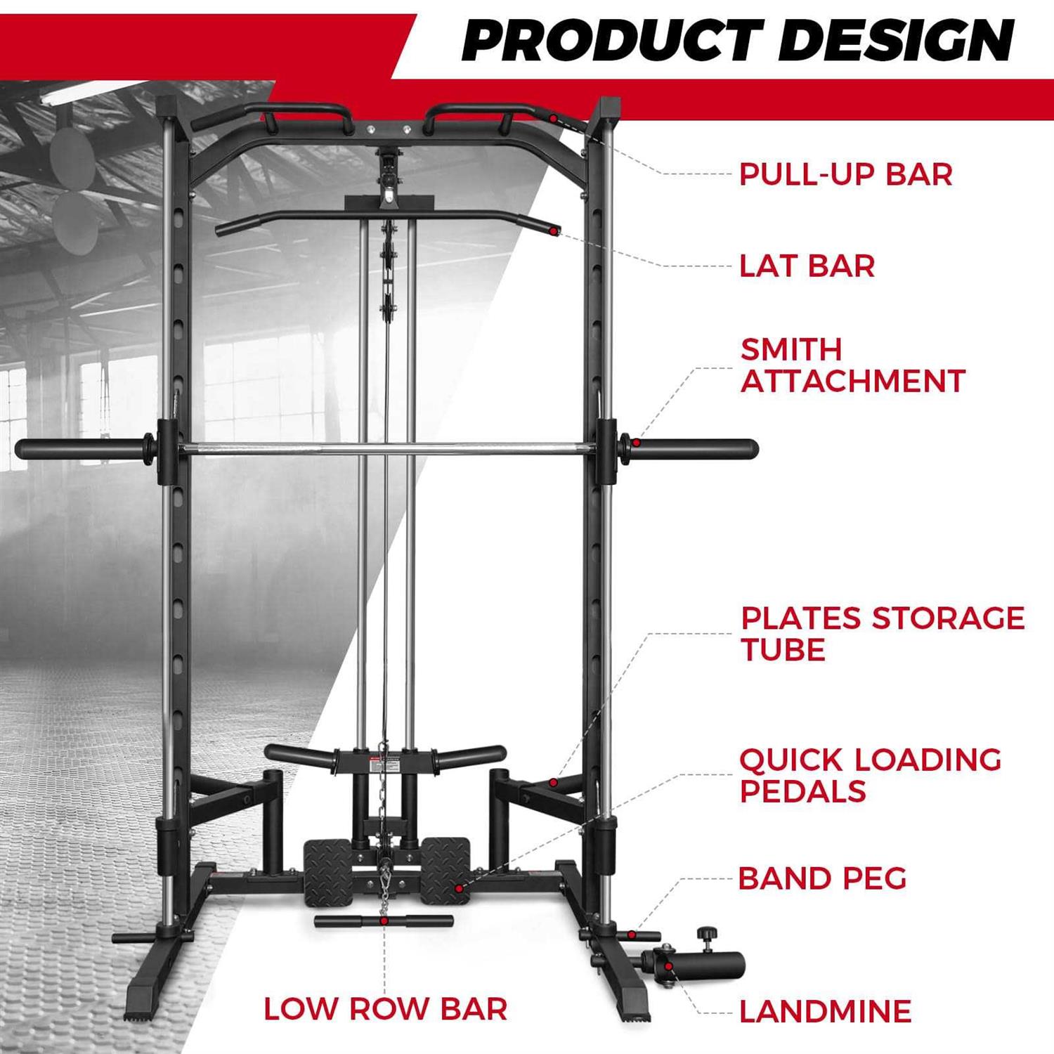 RitFit Smith Machine Power Rack with LAT-Pull Down System - Image 4