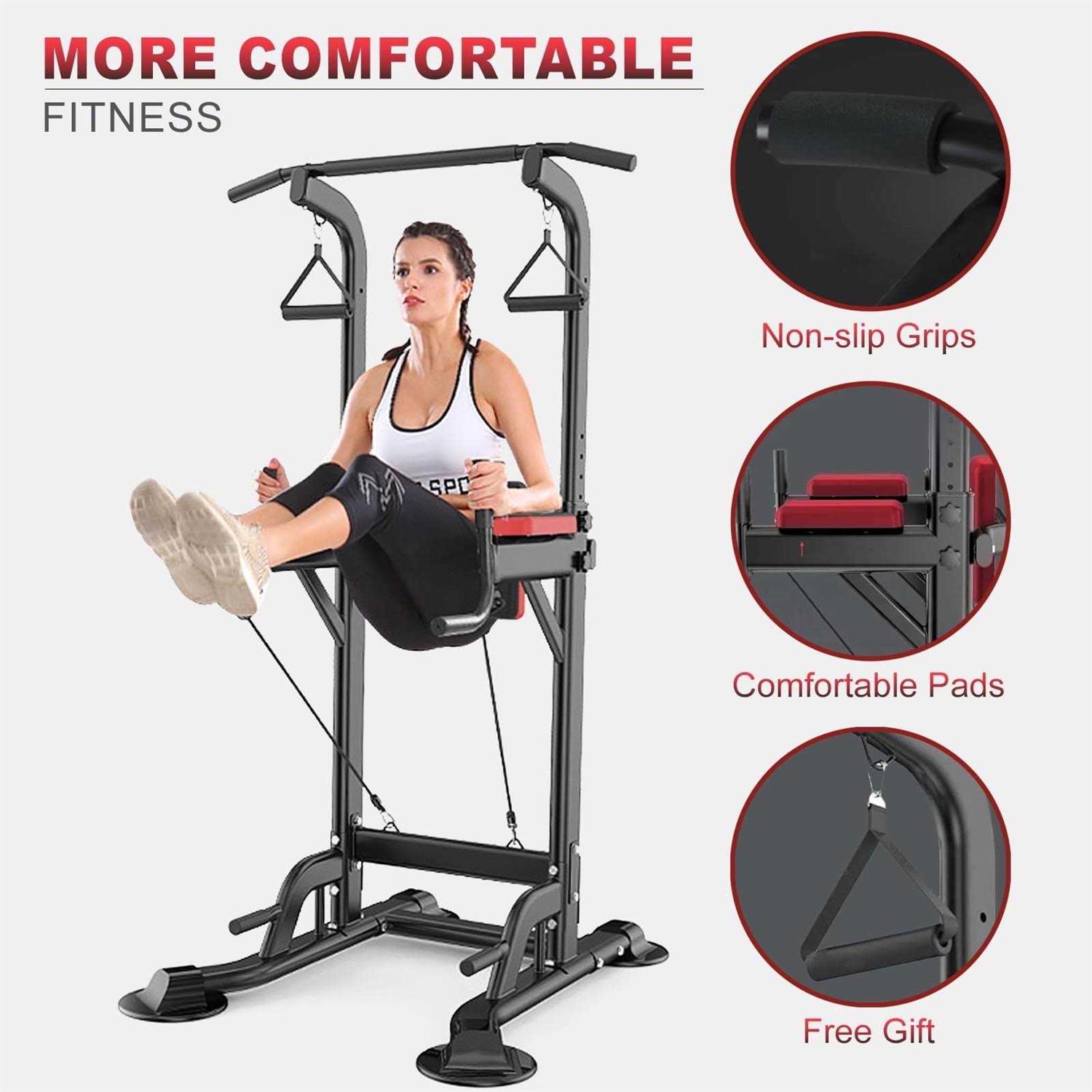 PROHIKER Power Tower Dip Station, Pull Up Bar Stand Power Rack with Backrest and Resistance Band - Image 5