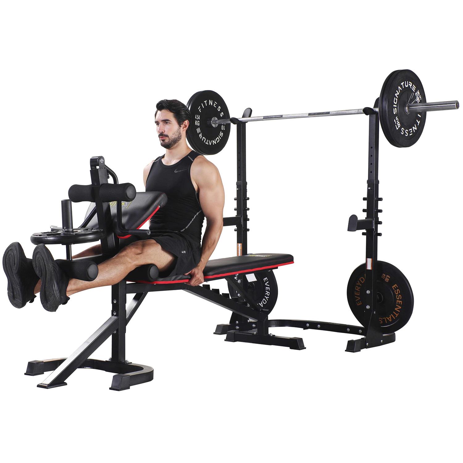 Fitvids LX600 Adjustable Olympic Workout Bench with Squat Rack, Leg Extension, Preacher Curl, and Weight Storage - Image 3