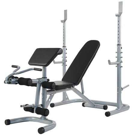 Fitvids LX600 Adjustable Olympic Workout Bench with Squat Rack, Leg Extension, Preacher Curl, and Weight Storage - Image 5