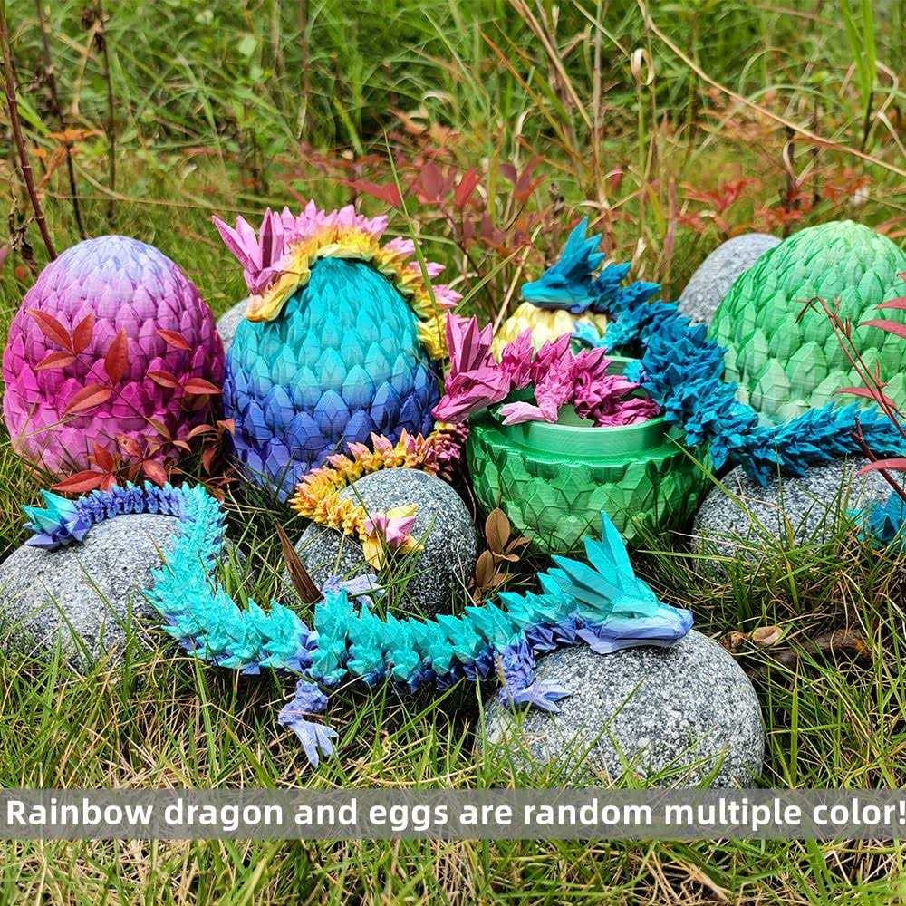 Dragon Egg 3D Printed 12inch Crystal Dragon with Egg Dinosaur Christmas Fidget Toy Gifts for Adults Easter Eggs Basket Stuffers - Image 3