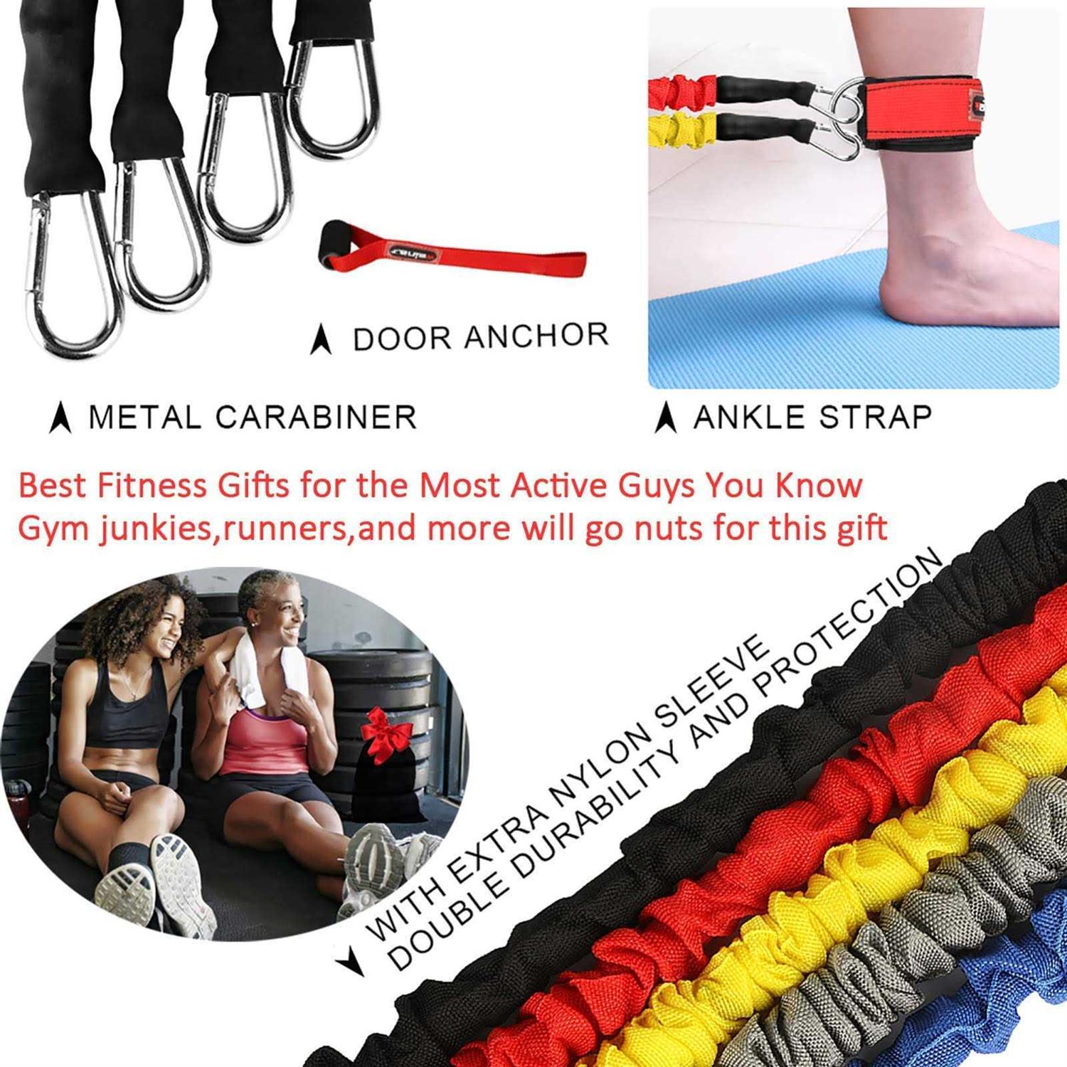 Resistance Bands 15 Pieces Exercise Elastic Bands Set 20lbs to 40lbs Resistance Tubes with Heavy Duty Protective Nylon Sleeves Anti-Snap - Image 3