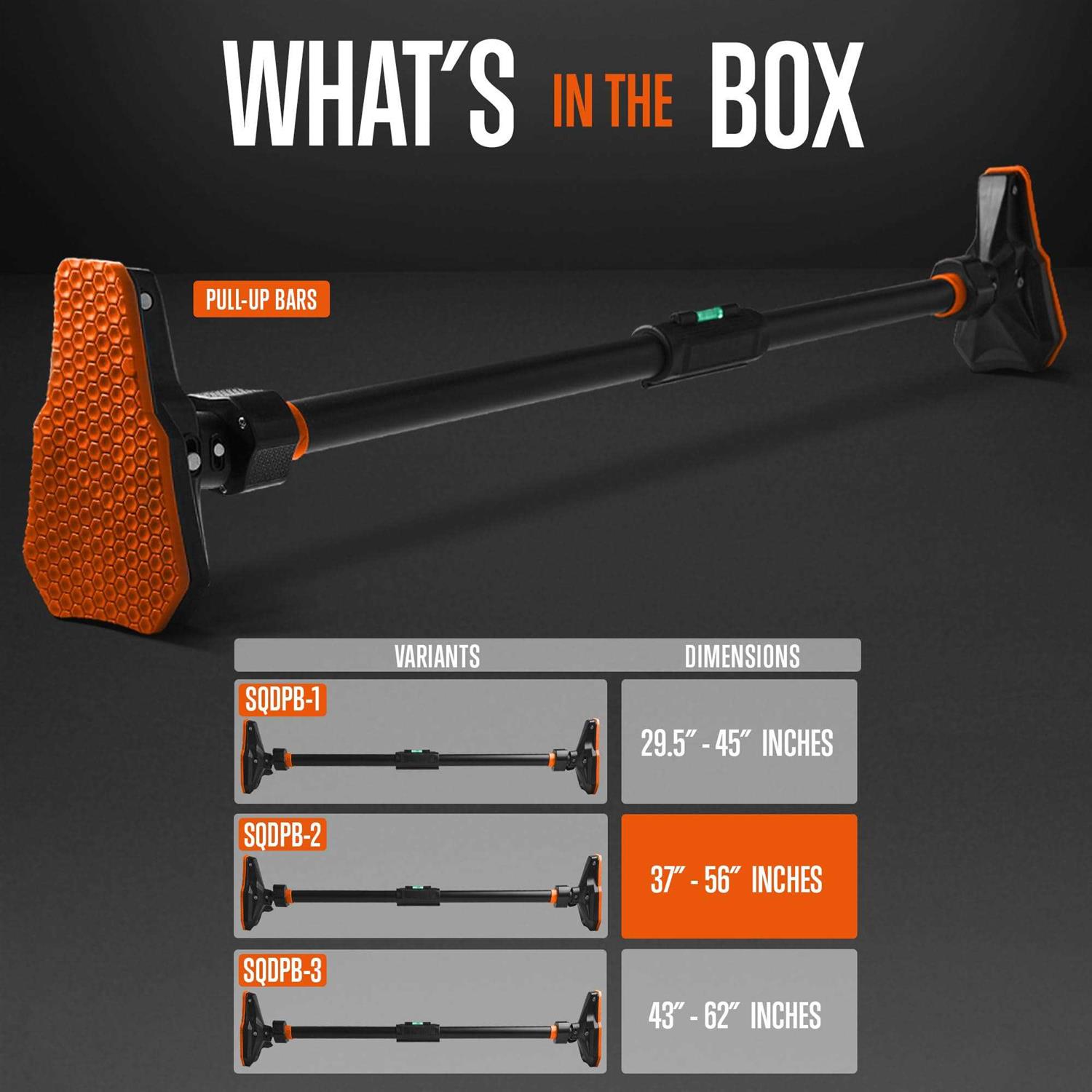 SQUATZ Adjustable Pull-Up & Chin-Up Bar Door Frame Pullup & Doorway No-Screw - Image 5