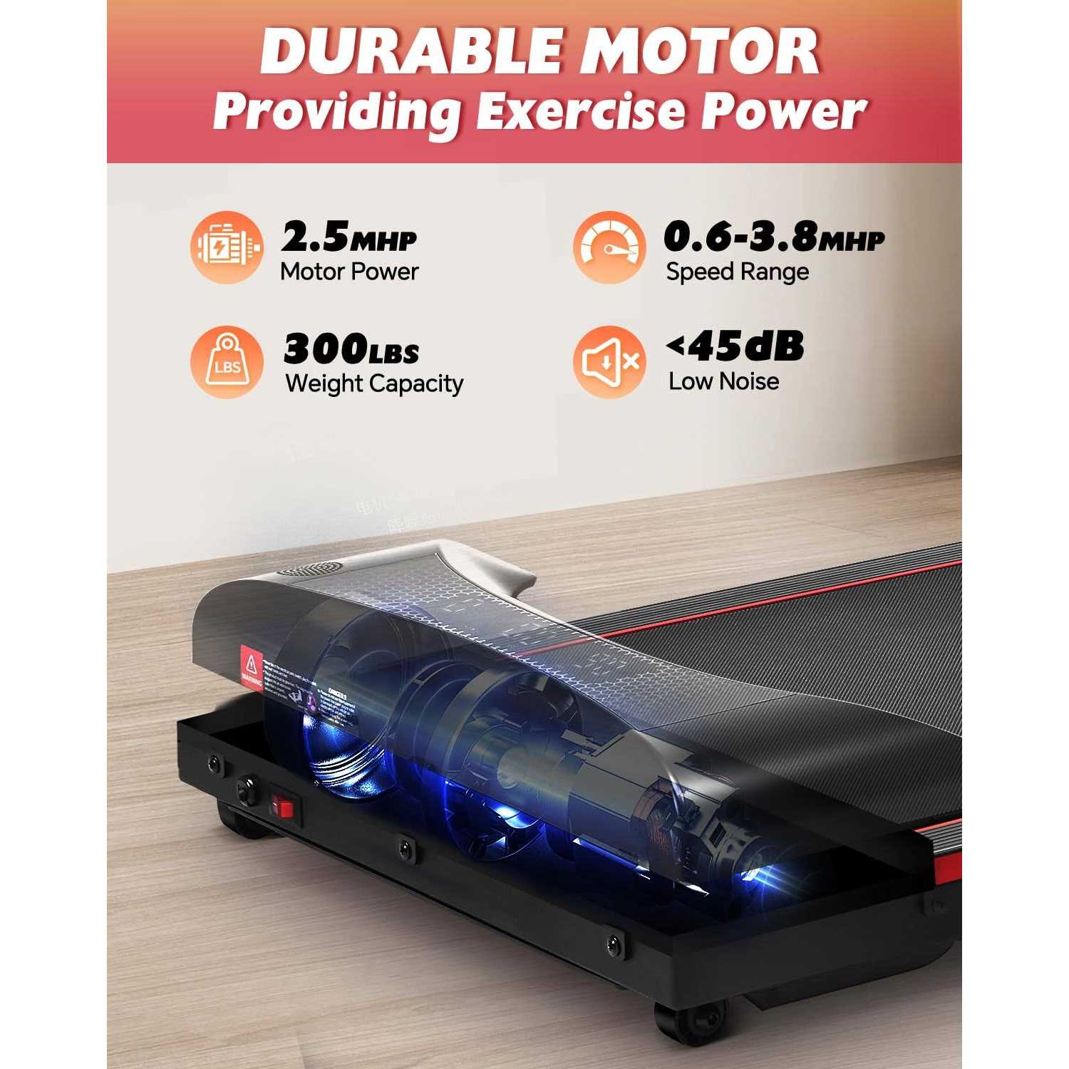 QYDS US Walking Pad Under Desk Treadmill with Remote Control LED Display - Image 5