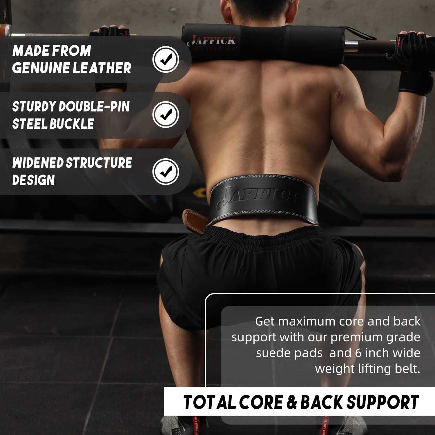 Jaffick Genuine Leather Weight Lifting Belt for Men Gym Weight Belt Lumbar Back Support Powerlifting Weightlifting Heavy Duty Workout Training - Image 5