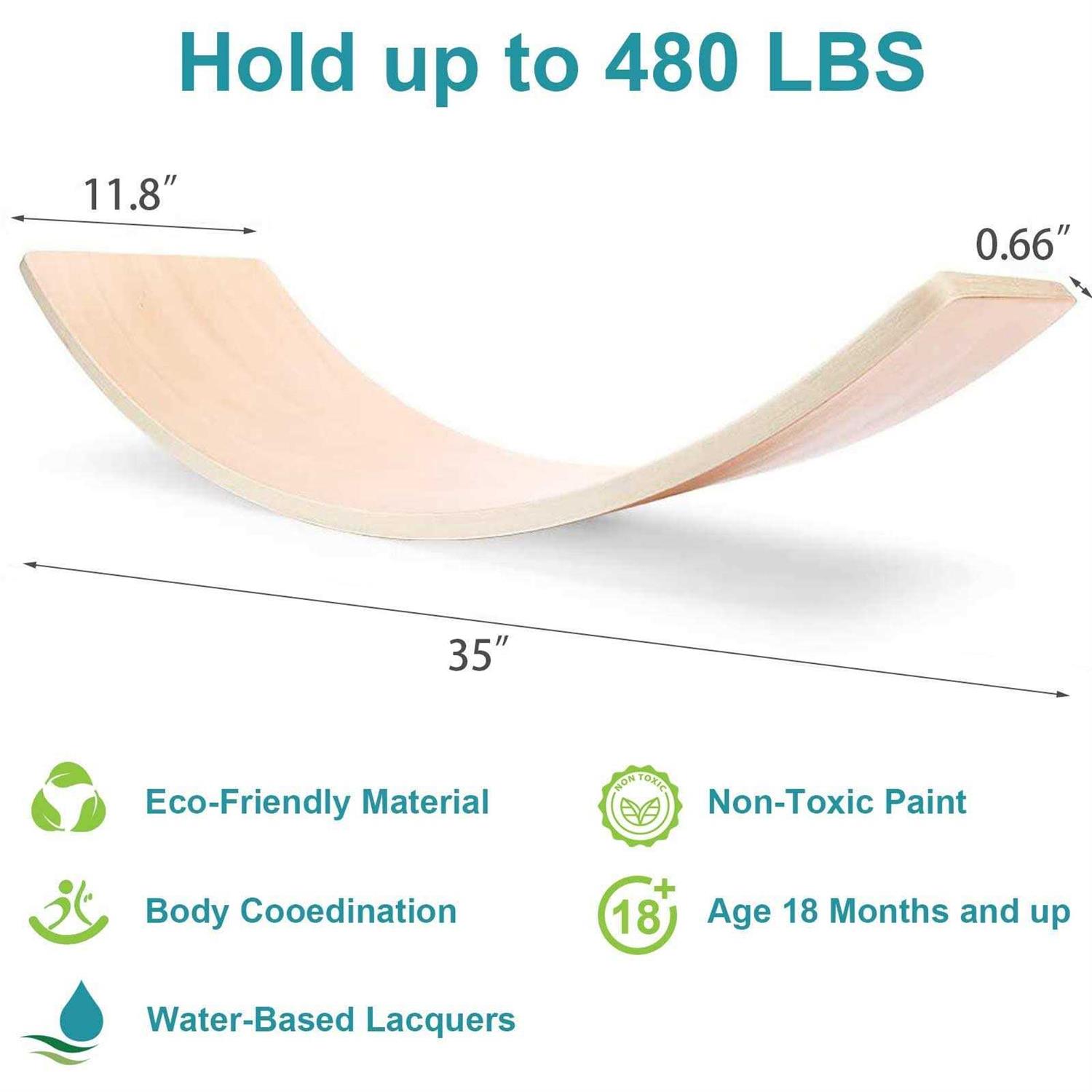 Gentle Monster Wooden Wobble Balance Board 35 Inch Rocker Board Natural Wood - Image 4