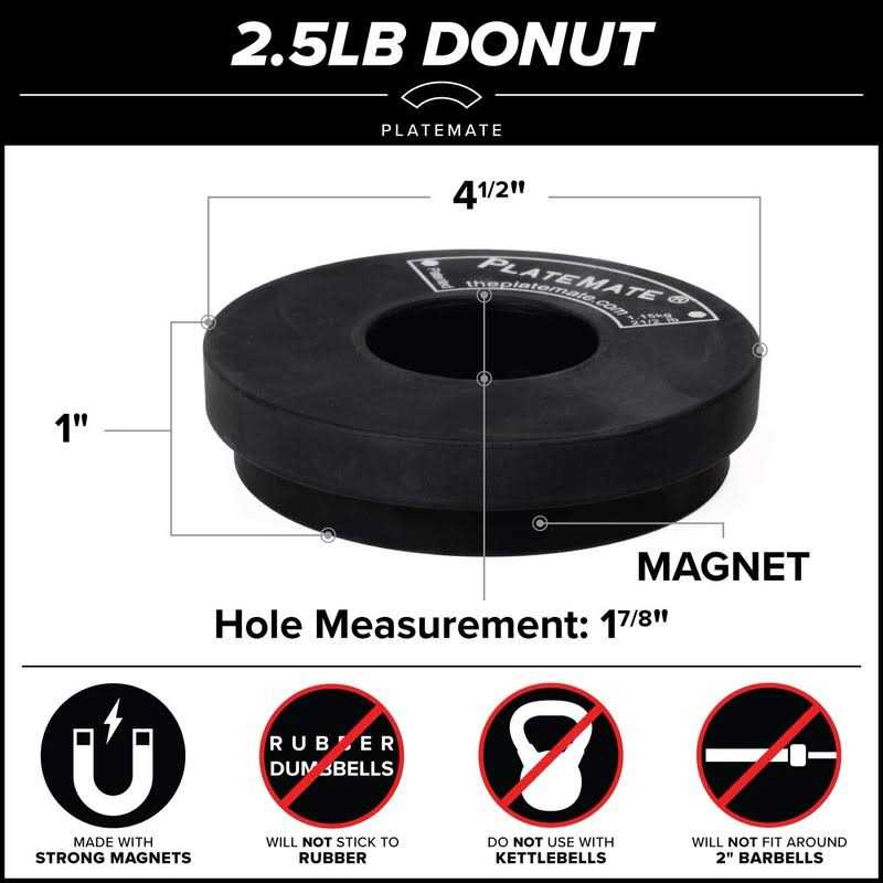 PlateMate Microload Pair 2 1/2 lb. Magnetic Donut Weights - Image 3