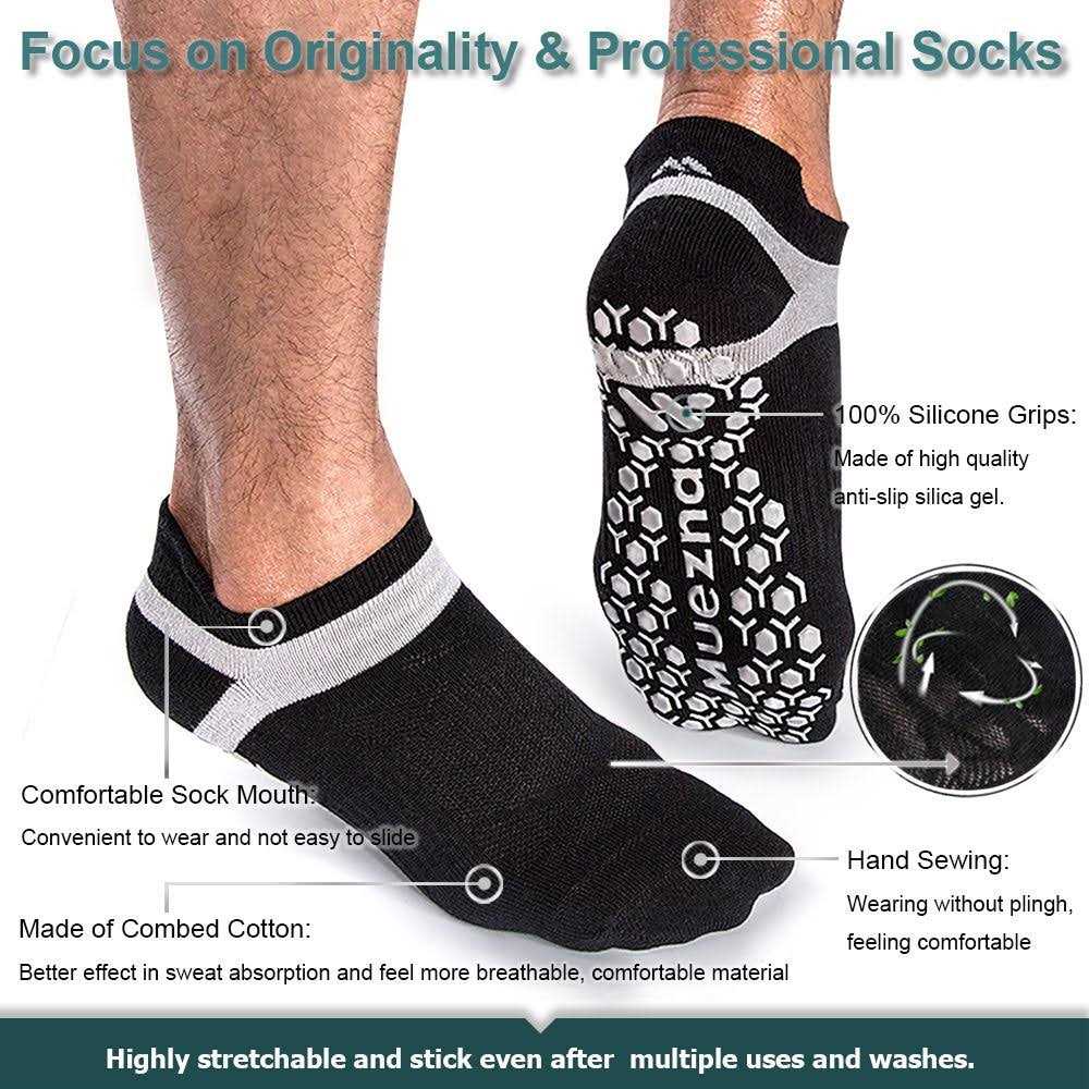Muezna Men's Non-Slip Yoga Socks Anti-Skid Pilates - Image 3