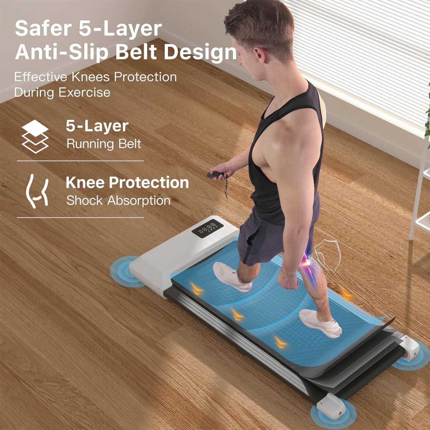 Dpforest Walking Pad, 0.6-3.8 mph, 2 in 1 Under Desk Treadmill with 300lbs Capacity, Installation-Free Walking and Jogging Machine for Home - Image 4