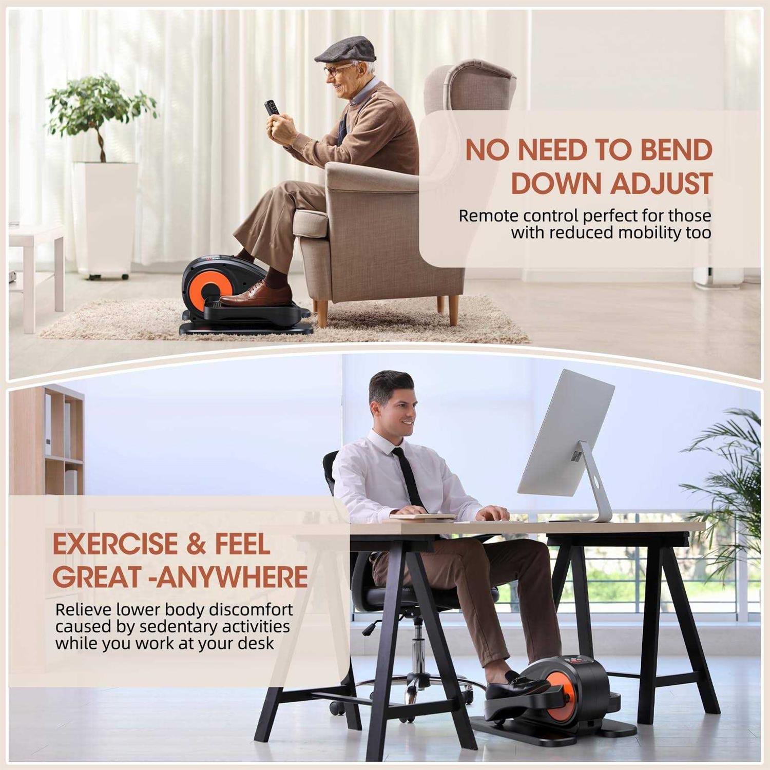 GUGTTR Under Desk Elliptical Electric Seated Pedal Exerciser Quiet & Compact Mini Ellipse Leg Exerciser with Display Monitor - Image 5