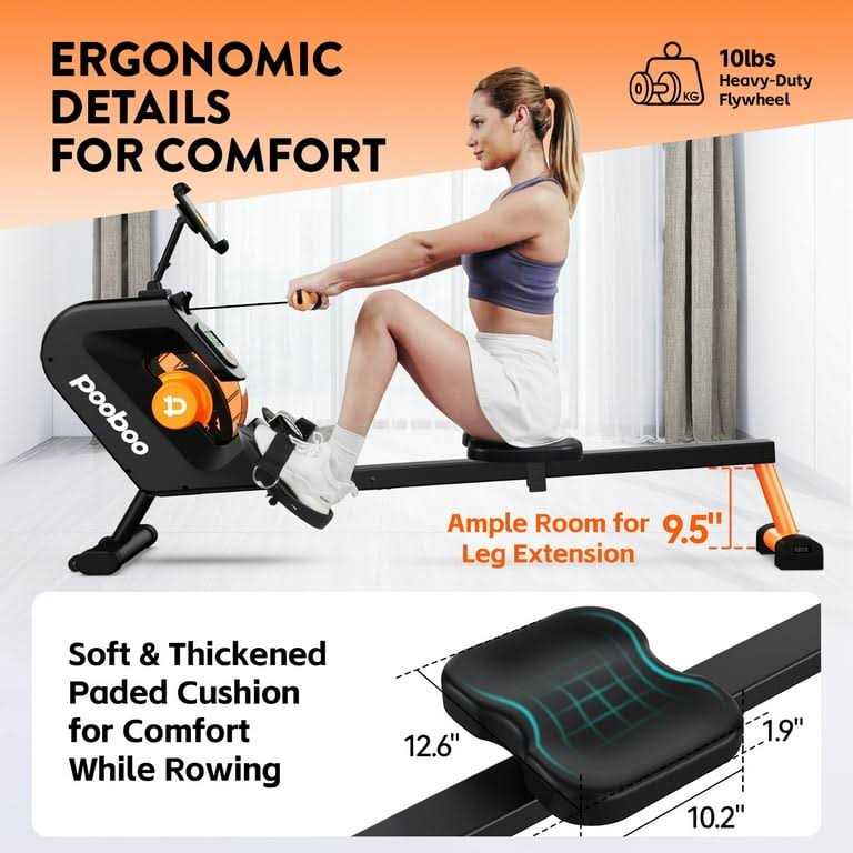 Pooboo 85% Pre-assembled Magnetic Rowing Machines Rower Foldable 8 Level Resistance Indoor Rower Machines Home Exercise 350lb - Image 3