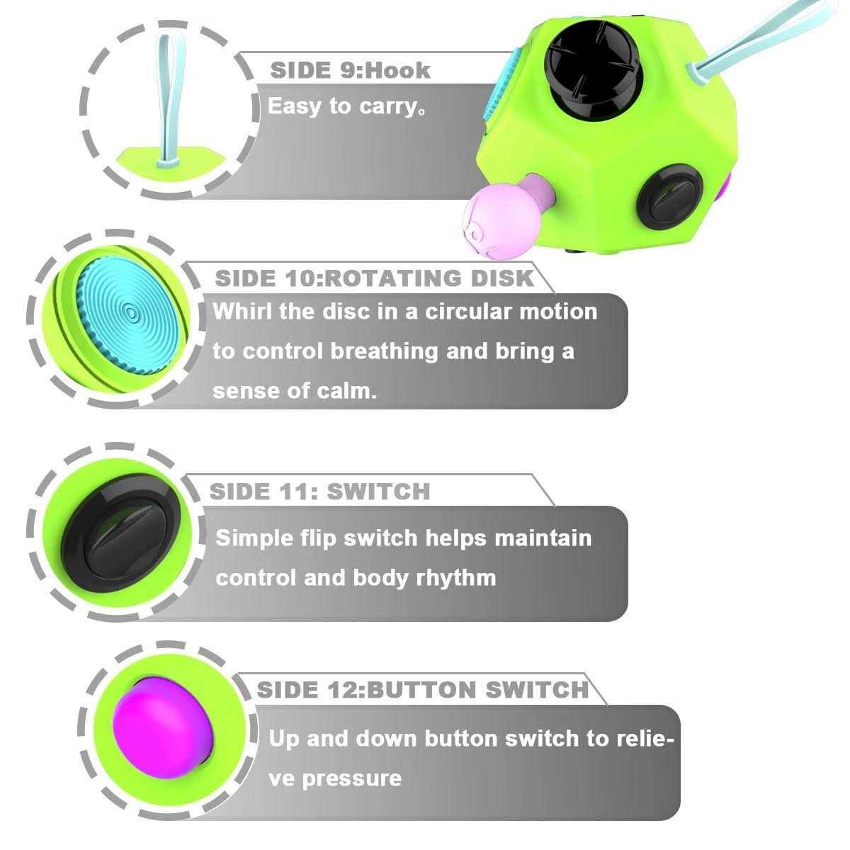 Fidget Dodecagon –12-Side Fidget Toys Cube Relieves Stress and Anxiety Anti Depression Cube for Children and Adults Autism - Image 5