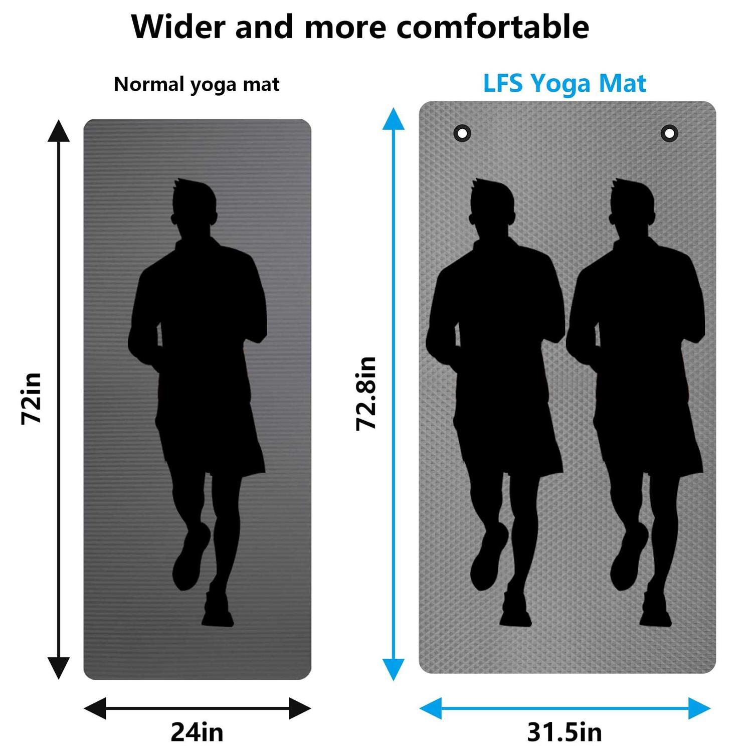 LFS Large Yoga Mat 72x 31.5 x 25 inch, Extra Wide and Extra Thick Non Slip Exercise & Fitness Yoga Mat with Band and Yoga Bag ,for All Types of Y - Image 3