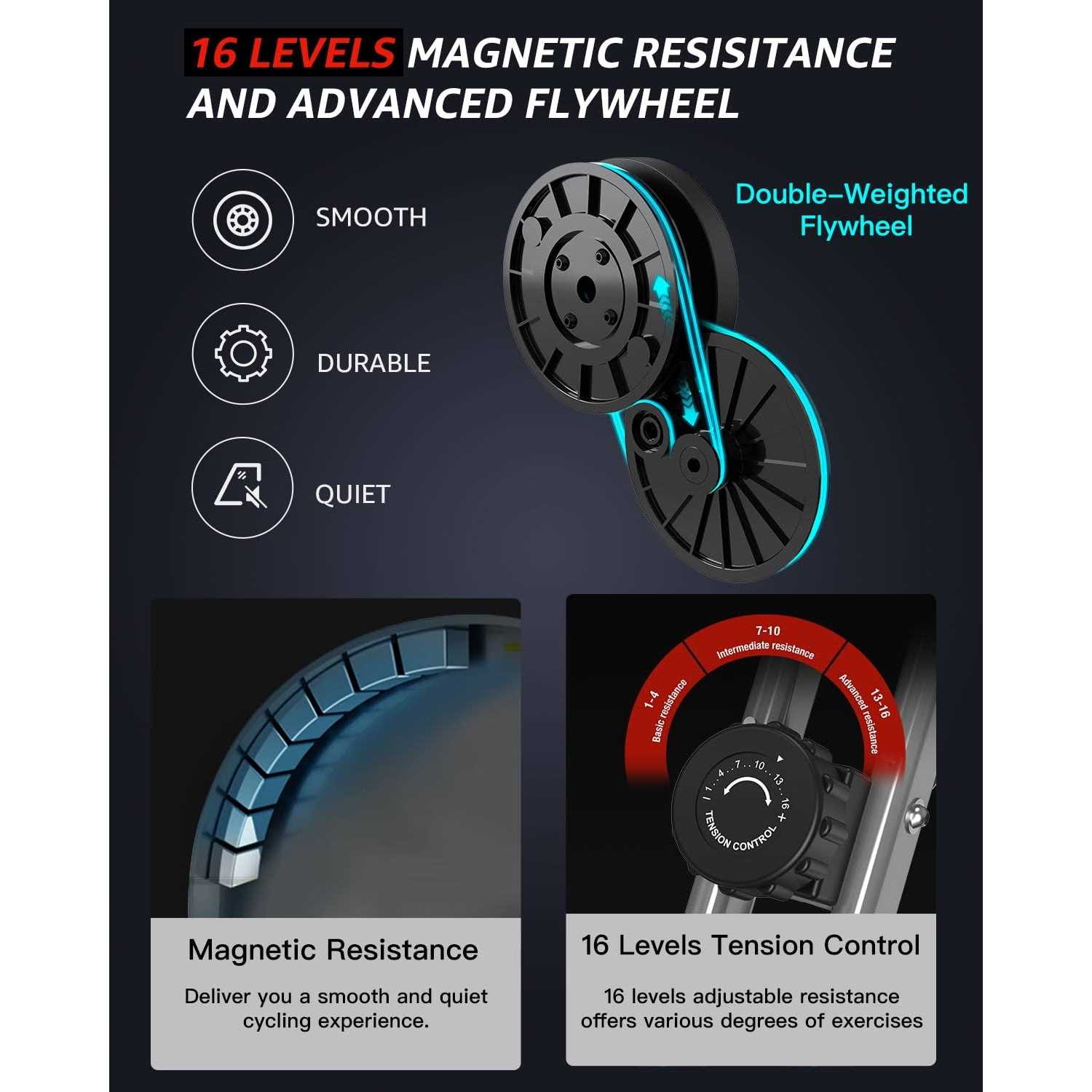 KURONO Stationary Exercise Bike for Home Workout Folding Indoor Cycling Bike for Seniors - Image 3