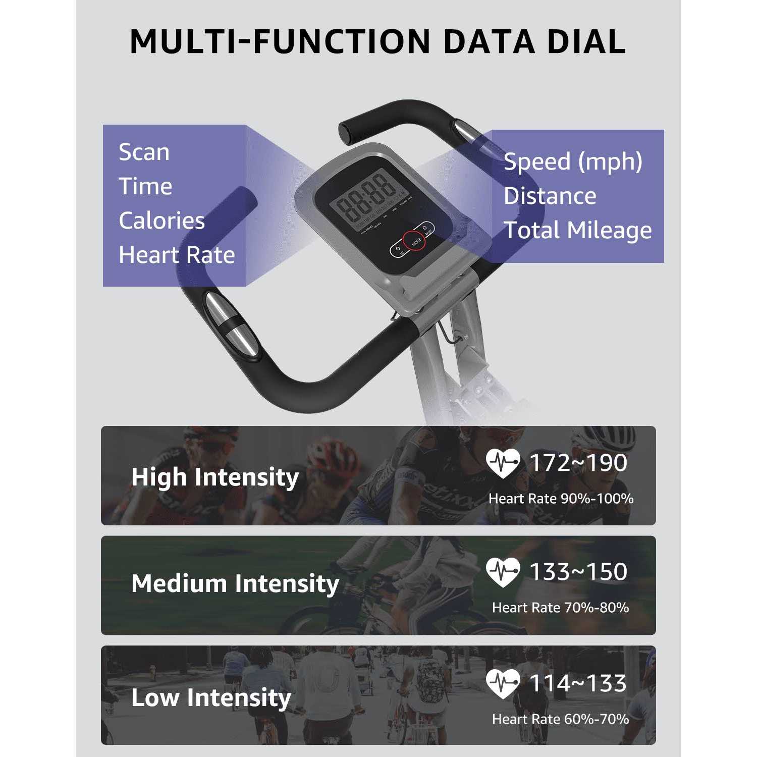 KURONO Stationary Exercise Bike for Home Workout Folding Indoor Cycling Bike for Seniors - Image 4