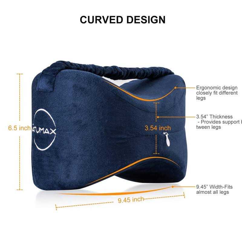Natumax Knee Pillow for Side Sleepers Relief Sciatica Pain, Back / Leg Pain, Pregnancy, Hip and Joint Pain Memory Foam Leg Pillow - Image 3