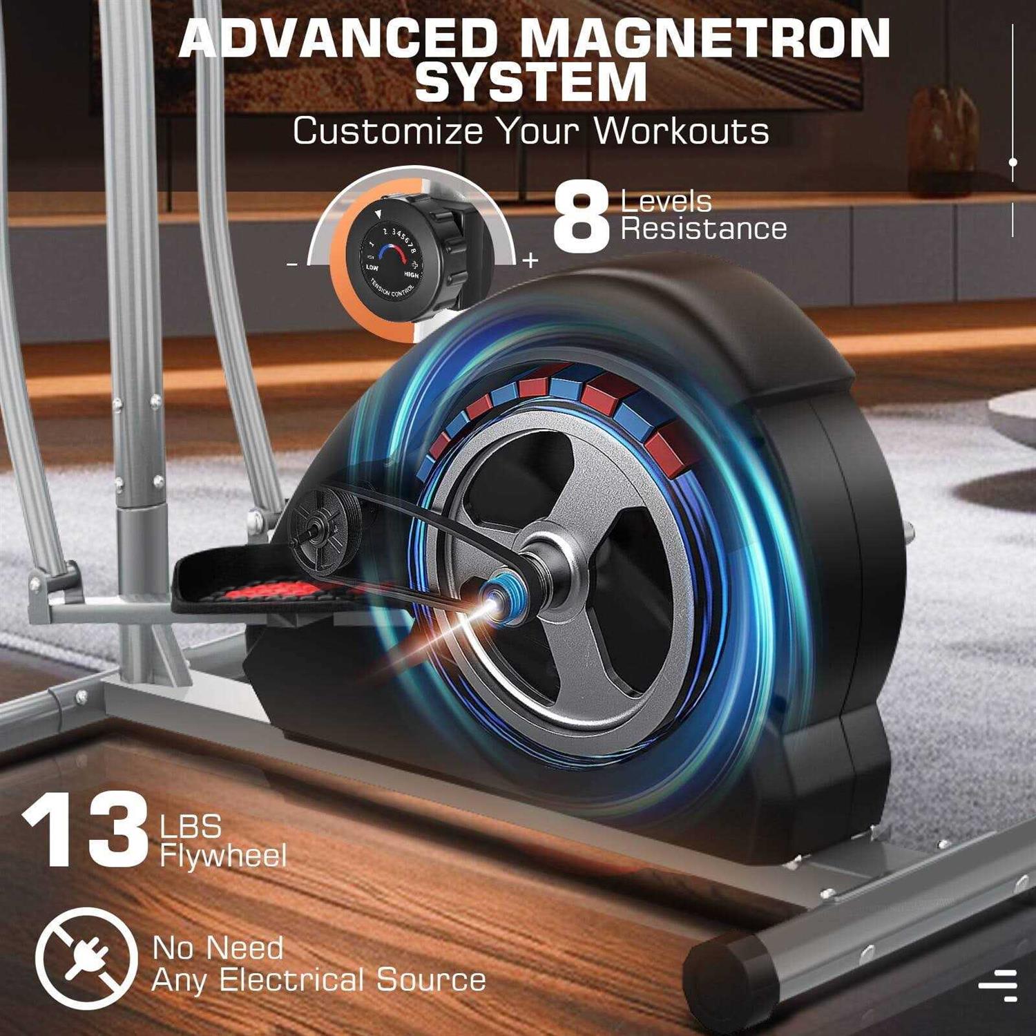 Tikmboex APP Elliptical Machine Elliptical Trainer with 8-Level of Magnetic Resistence - Image 5