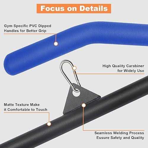 SERTT 39.37 Inch LAT Pulldown Bar Attachment for Pulley Cable Machine Curl Tricep Press Down Bar with Rubber Handle - Image 3