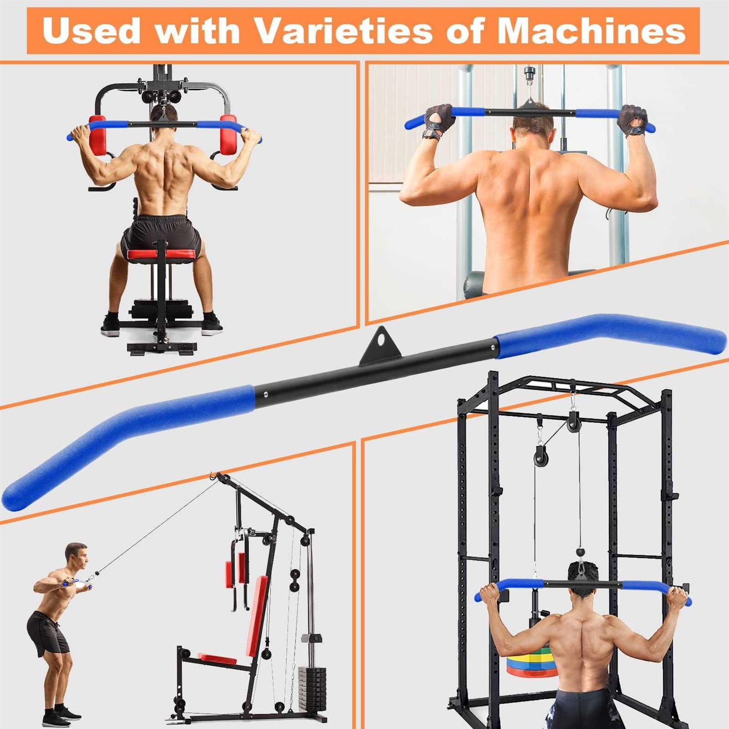 SERTT 39.37 Inch LAT Pulldown Bar Attachment for Pulley Cable Machine Curl Tricep Press Down Bar with Rubber Handle - Image 4