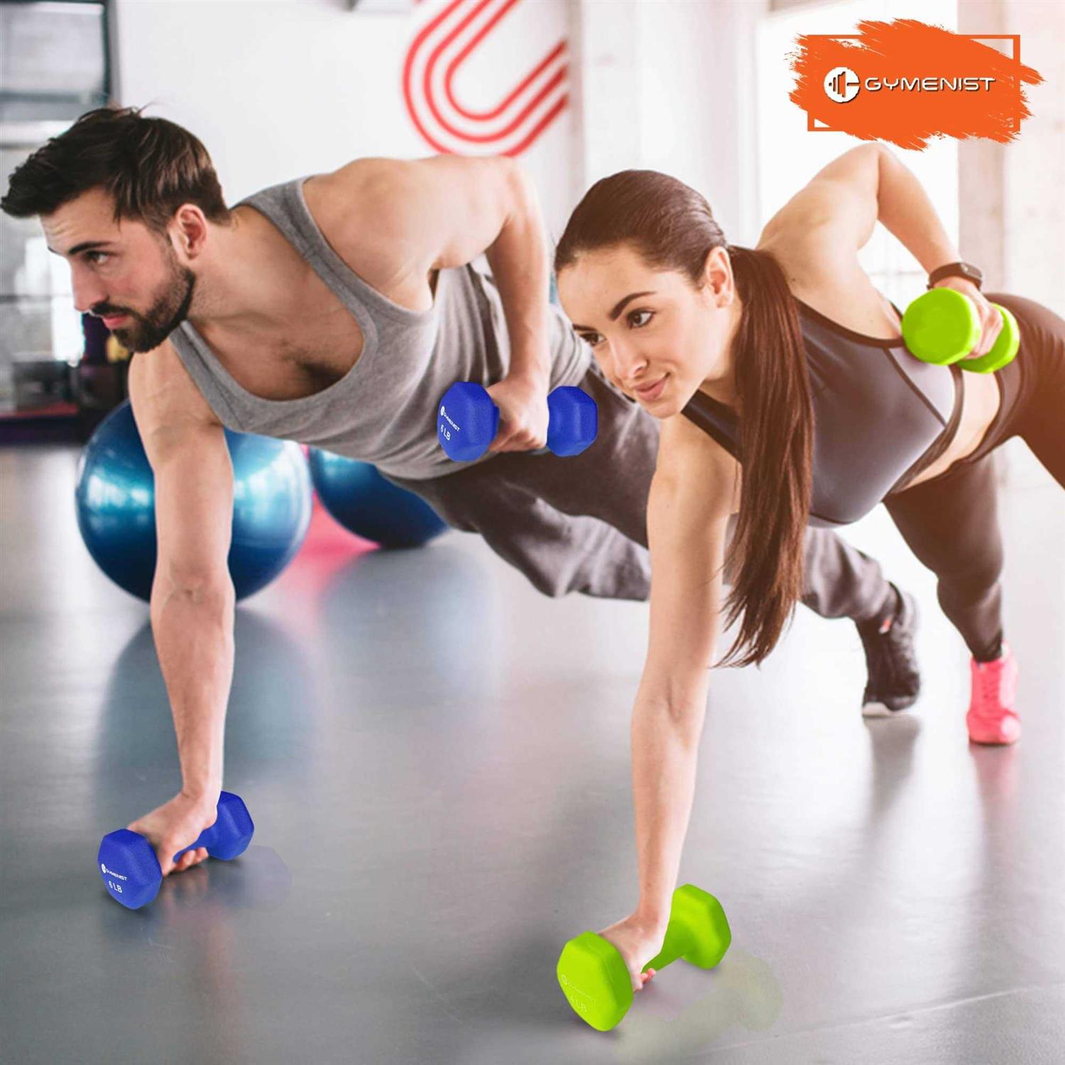 GYMENIST Pair of Dumbbells Set of 2 Soft Non Slip Grip Dumbbells Pair Covered with Neoprene - Image 5