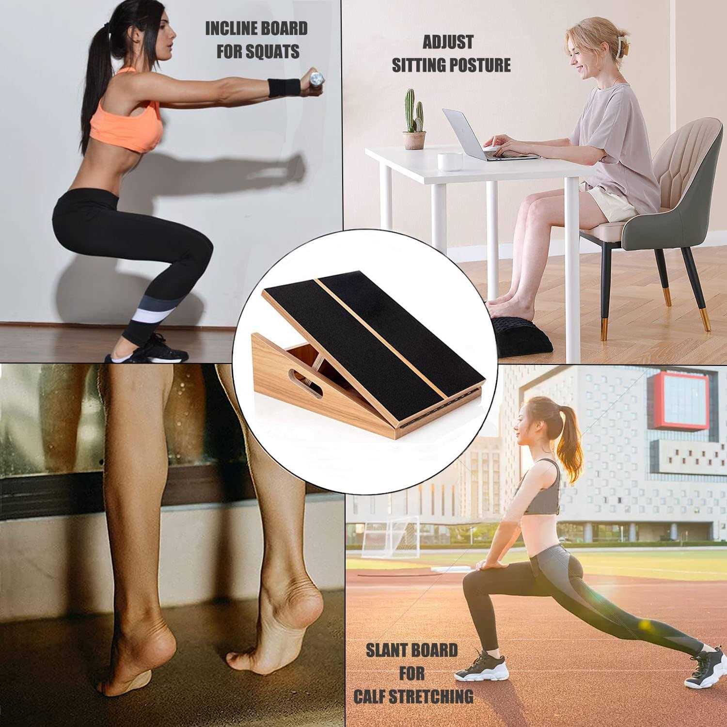 RoyalArt Slant Board for Calf Stretching Squats Calf Stretcher Incline Stretch Adjustable Wooden Wedge Footrest Professional for Knees Ankle Heel Feet Leg - Image 3