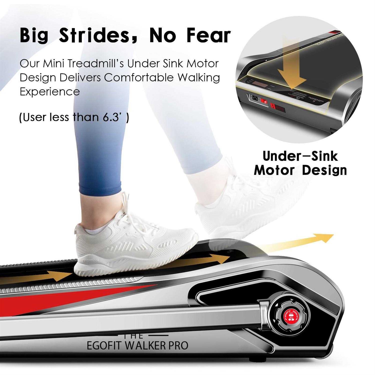 Egofit Walker Plus M1T Under Desk Motorized Folding Small Walking Treadmill with Handrails for home & Office - Image 3