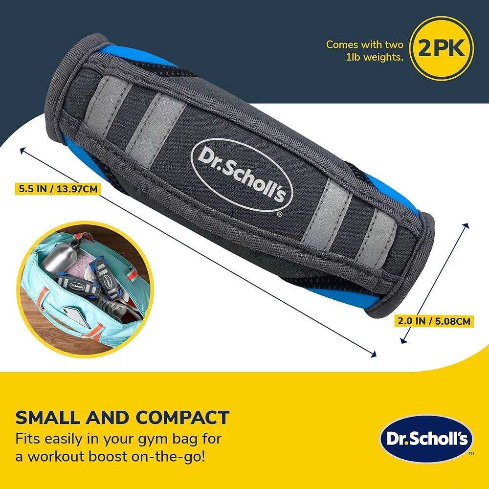 Dr. Scholl's 1lb/2lb Pair Ergonomic Grip Soft Walking Weights with Reflective Trim For Added Visibility - Image 3