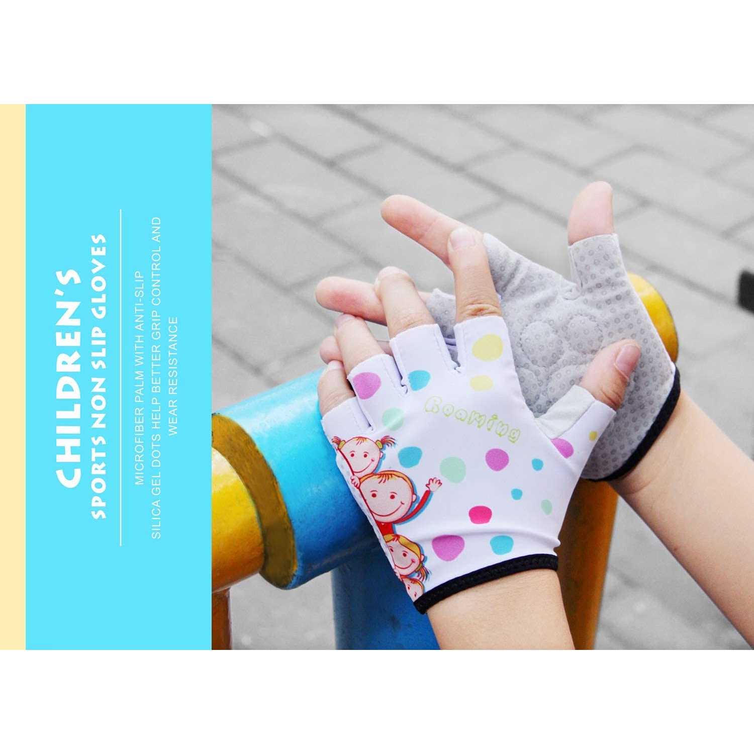 Kids Half Finger Gymnastics Gloves for Age 1-9 Boys Girls Climbing Biking Good Grip Control Gloves for Gymnastics Balance Boards Outdoor Sports - Image 5