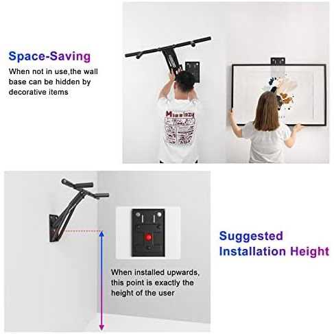 ONETWOFIT Wall Mounted Pull Up Bar, 2 in 1 Pull Up and Dip Bar Station Space Saving Multifunctional Wall Mount Chin Up Bar Indoor Outdoor Strength - Image 4