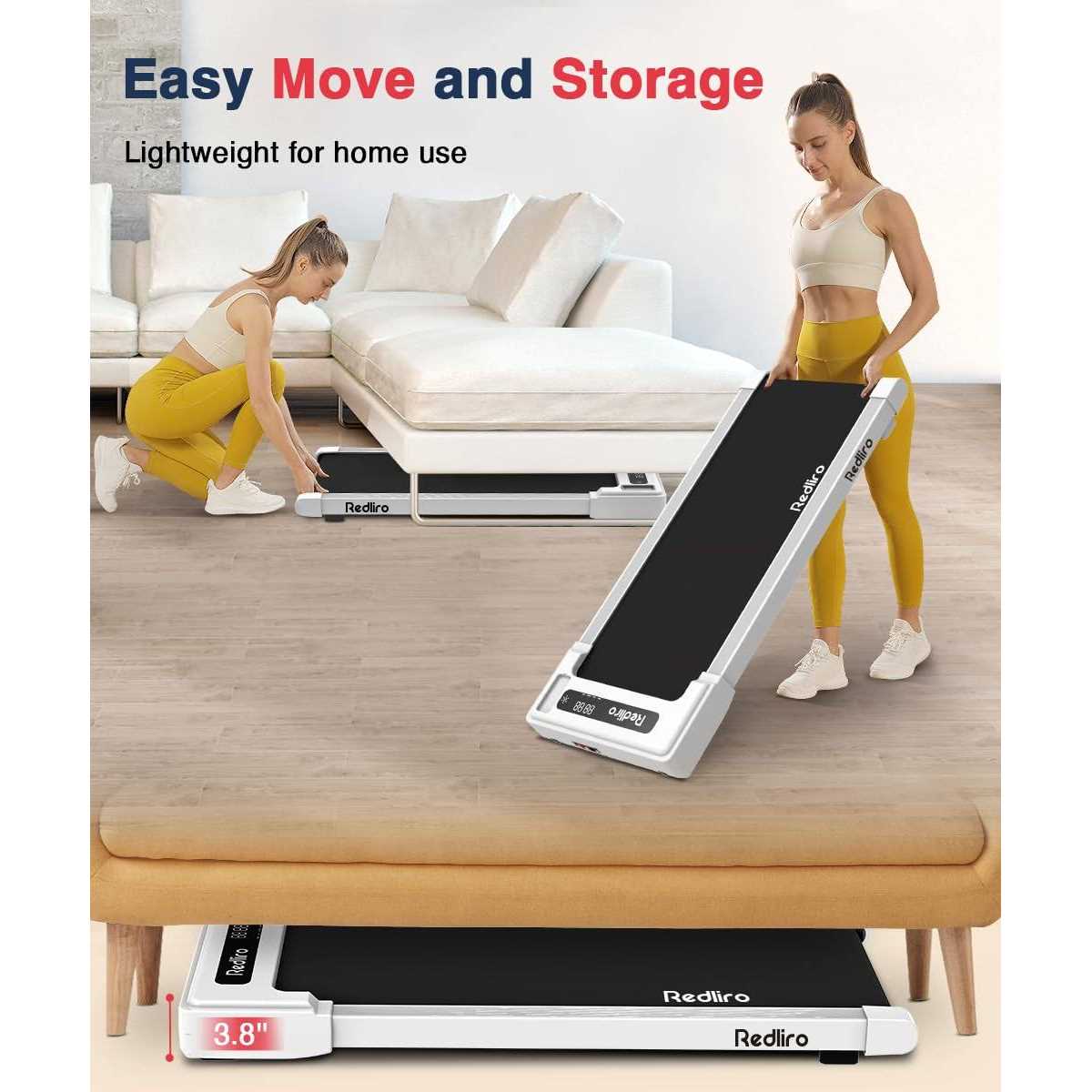 Redliro Walking Pad Under Desk Treadmill 265lbs 2.25hp Running Machine for Home Office - Image 4