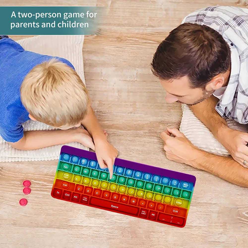 Push Toy Pop Bubble Fidget Sensory Toys Push It Pop Fidget Toys Rainbow Keyboard - Image 3