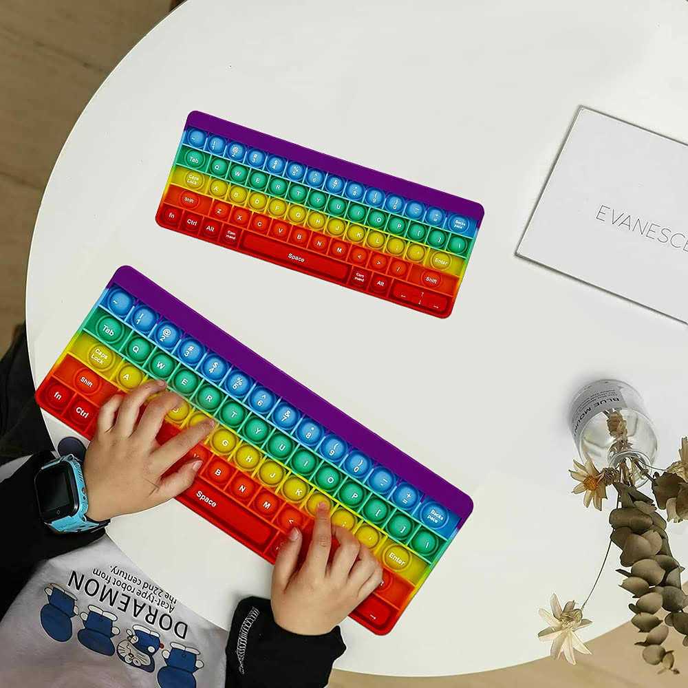 Push Toy Pop Bubble Fidget Sensory Toys Push It Pop Fidget Toys Rainbow Keyboard - Image 4