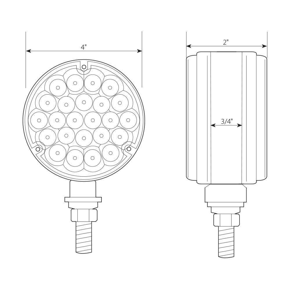 Grand General Amber/Red 4 Round Double Faced Pearl 24-LED Pedestal Light - Image 3
