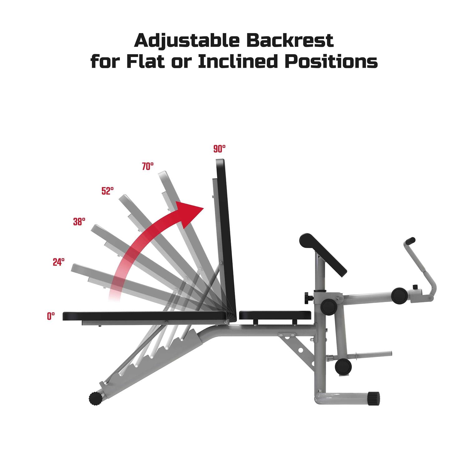 FitRx Workout Bench, Weight Bench with Adjustable Incline, Curl Bar, and Leg Lever for Home Gym Exercise Equipment - Image 4